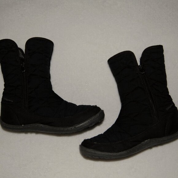 Columbia Slip-on Black Boots w Zip-Closure for Adjustment, Girls Size 3 (21 cm) - Picture 3 of 11